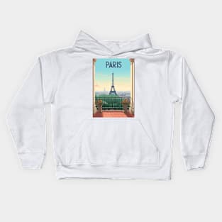 Affiche rétro - voyage - vintage - Paris Kids Hoodie